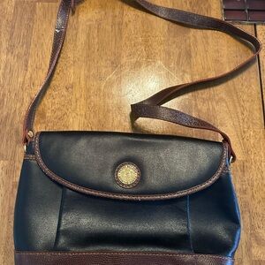 Vintage Pierre Balmain Genuine Leather Black and Brown Crossbody Bag